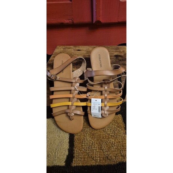 NWT Maurices Size 9 Lana Brown Gladiator Short Strappy Sandal  Brown Orange New - Picture 1 of 2